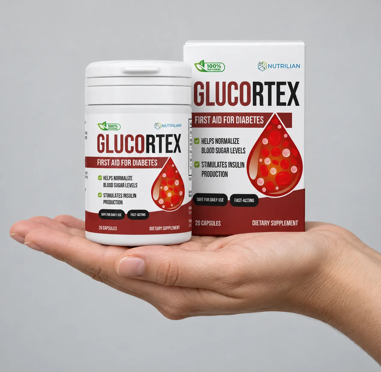 Glucortex — Verpackung in der Hand