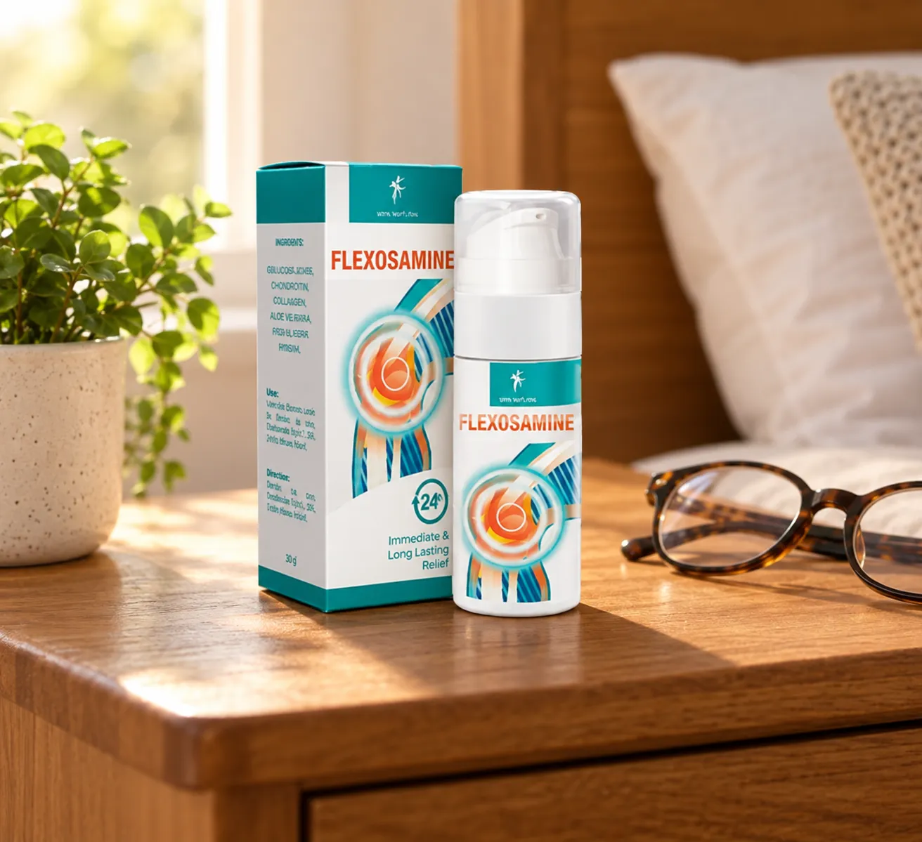 Flexosamine Gel Google — Verpackung im Alltag