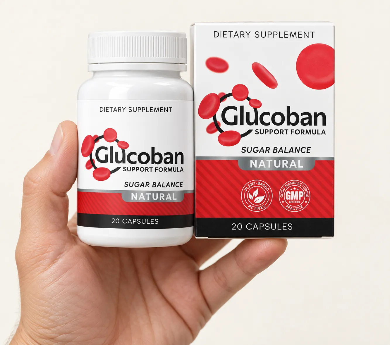 Glucoban — Verpackung in der Hand