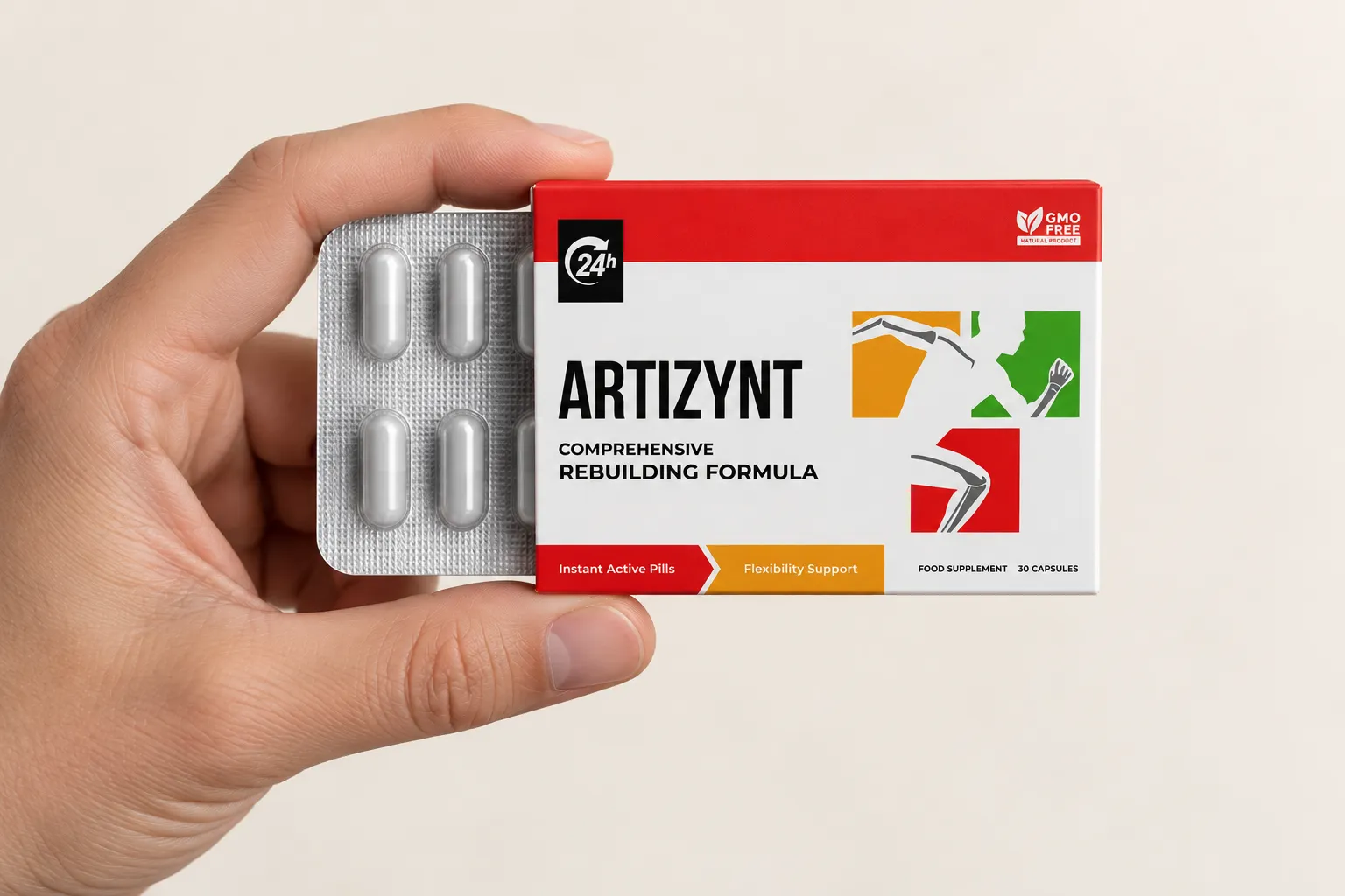 ArtiZynt caps — Verpackung in der Hand