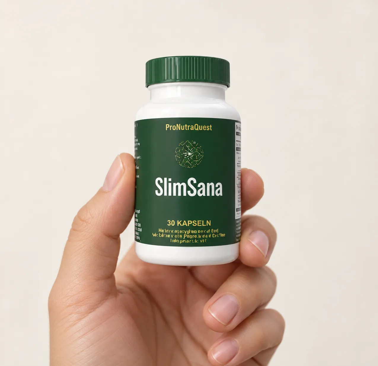 SlimSana — Verpackung in der Hand