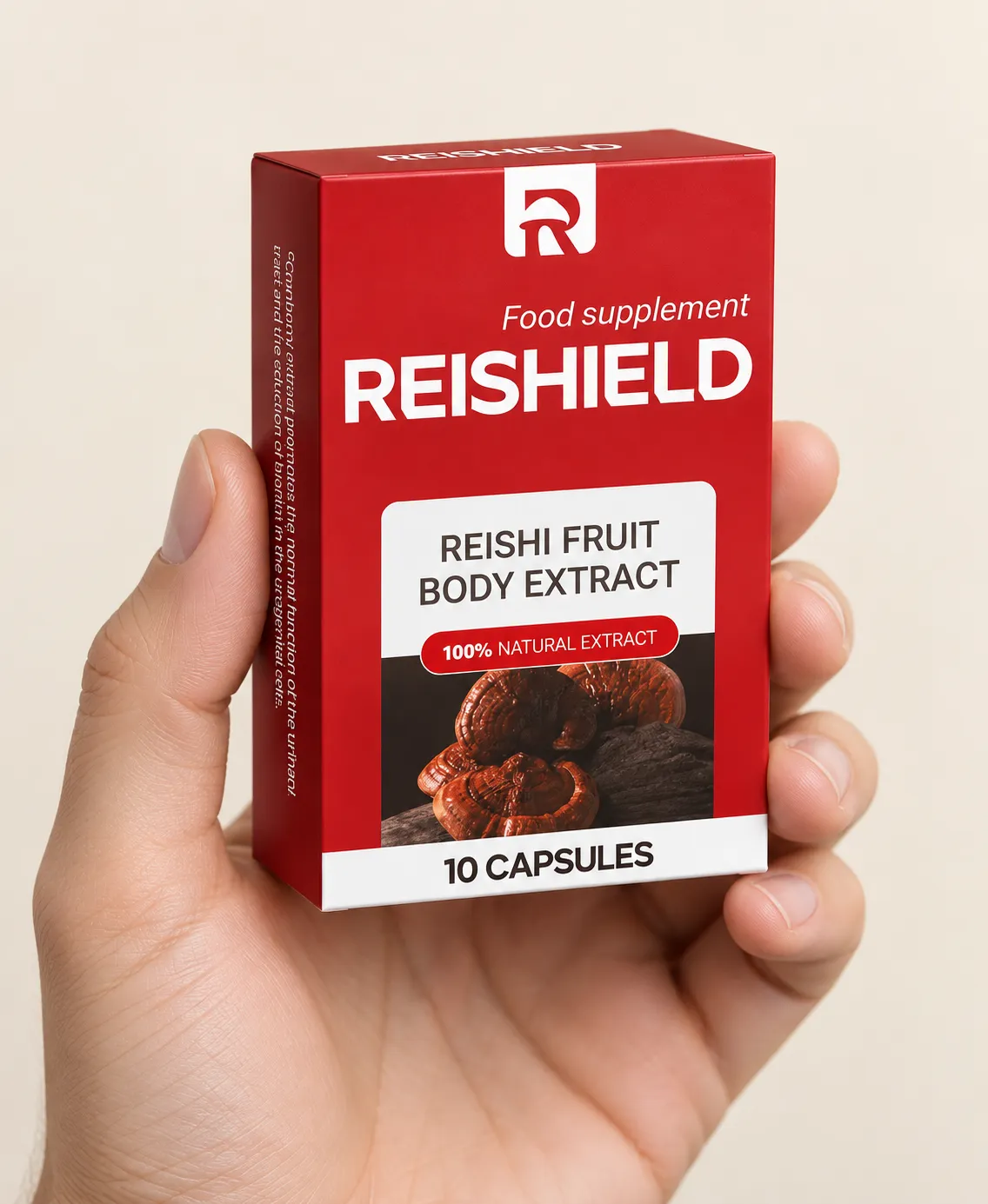 Reishield full price+ — Verpackung in der Hand