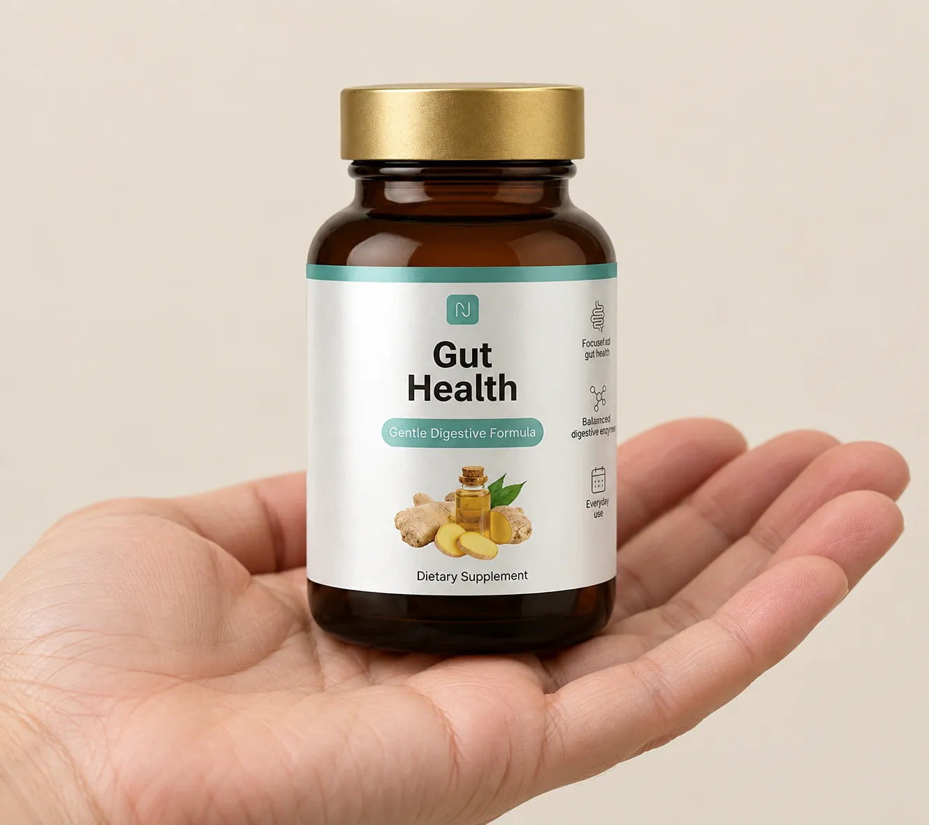Gut health — Verpackung in der Hand