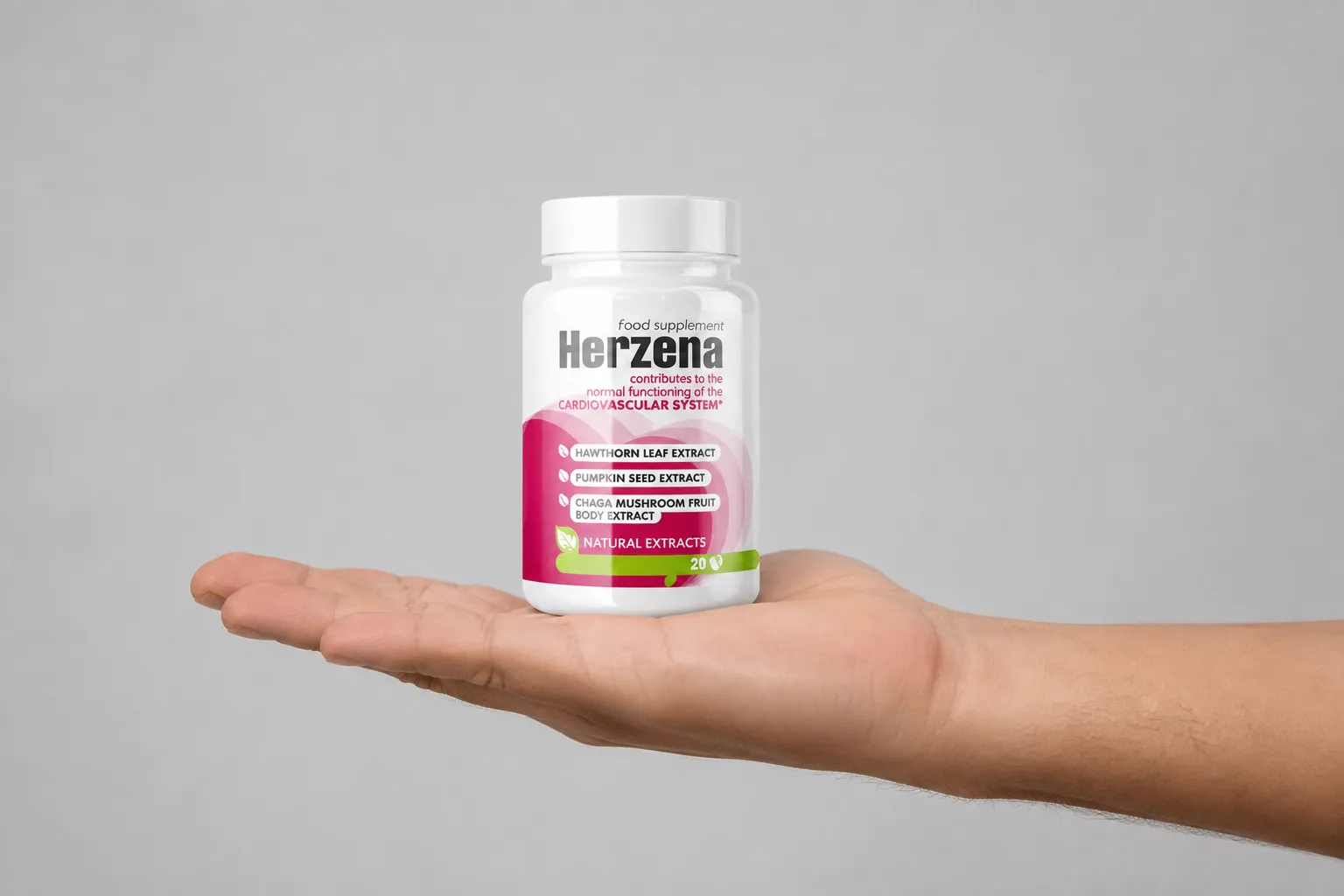 Herzena — Verpackung in der Hand