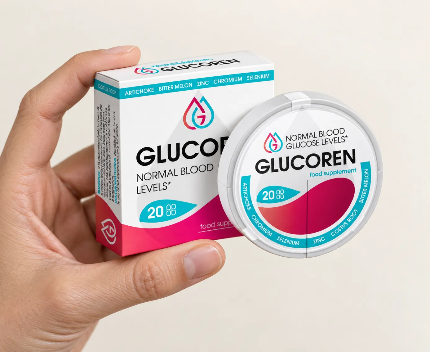 Glucoren 49 EUR — Verpackung in der Hand