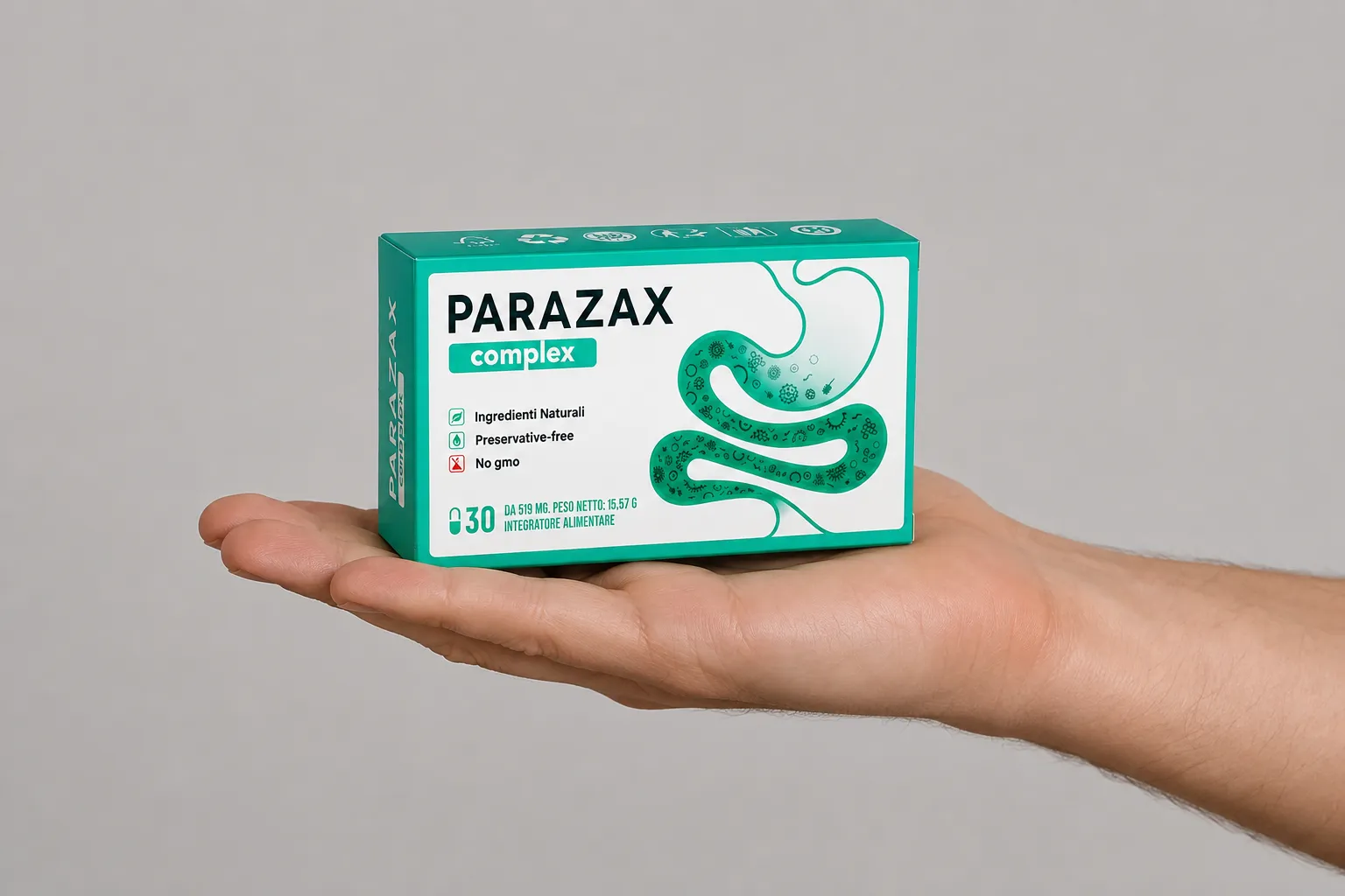 Parazax — Verpackung in der Hand
